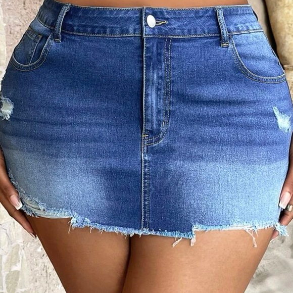High waist ripped denim mini skirt - Picture 1 of 4